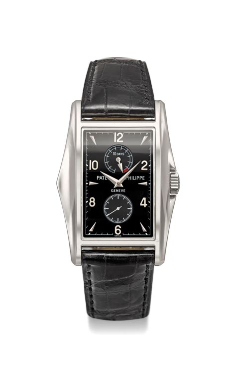 Patek Philippe. A fine and very rare rectangular platinum limited 